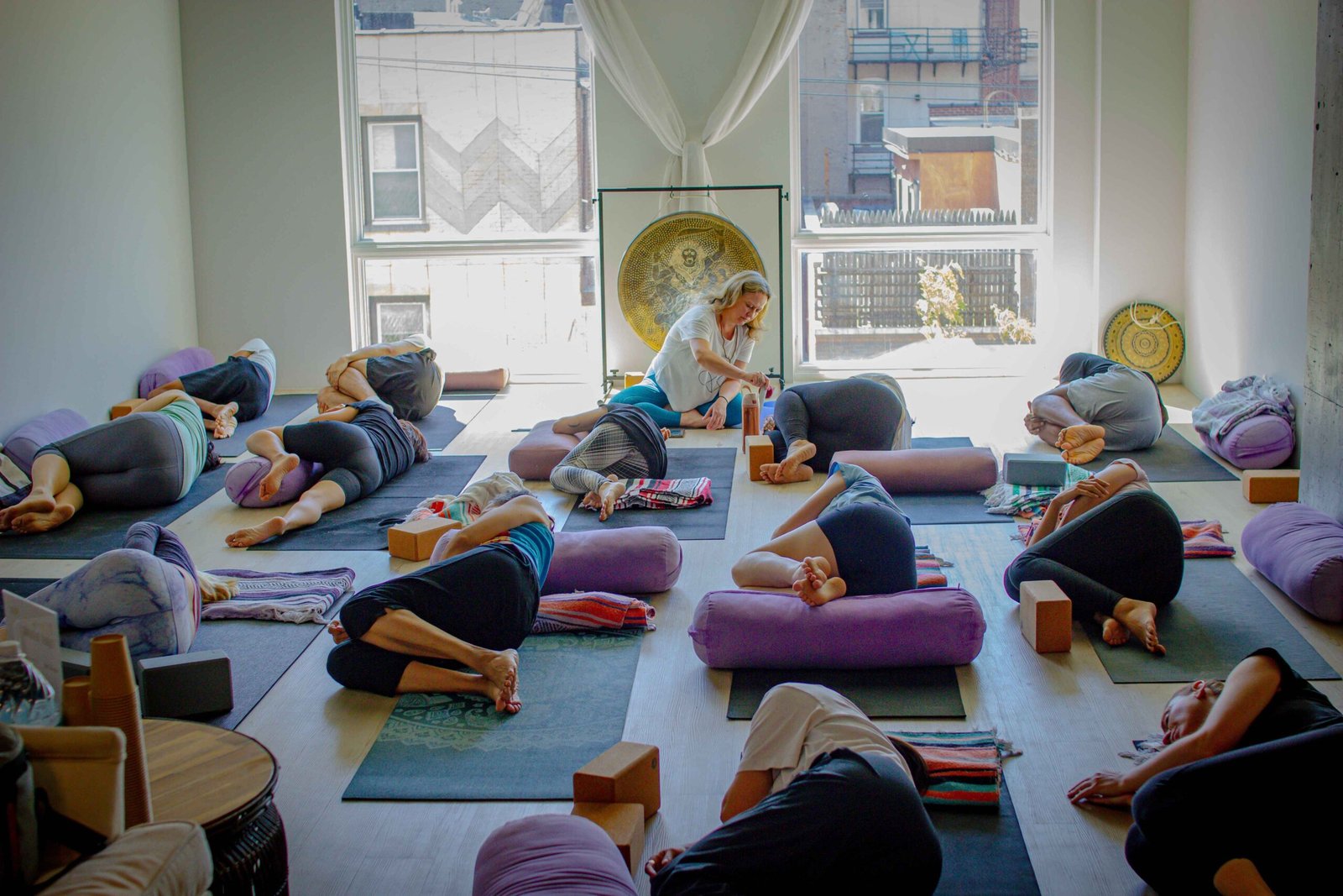 Yoga retreat at sunrise